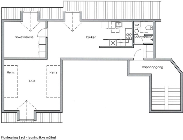 Jernbanegade viborg apartments for rent 83 sqm rented Badeværelse tegning